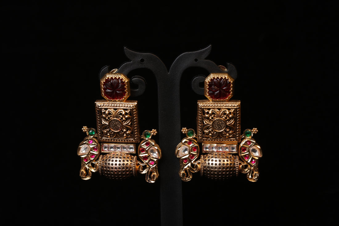 Antique Heritage Temple Pillar Earrings