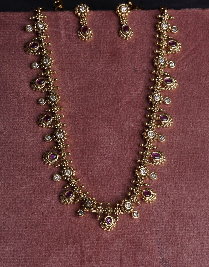 ISHNA Rajeshwari Ruby Temple Necklace Set