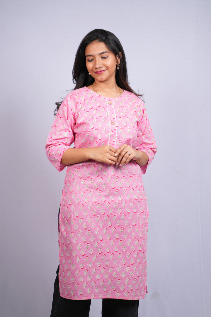 Blush Bloom Cotton Kurti