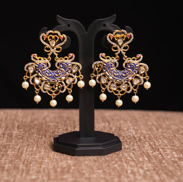 ISHNA Royal Meher Saphire Chandbali Earrings