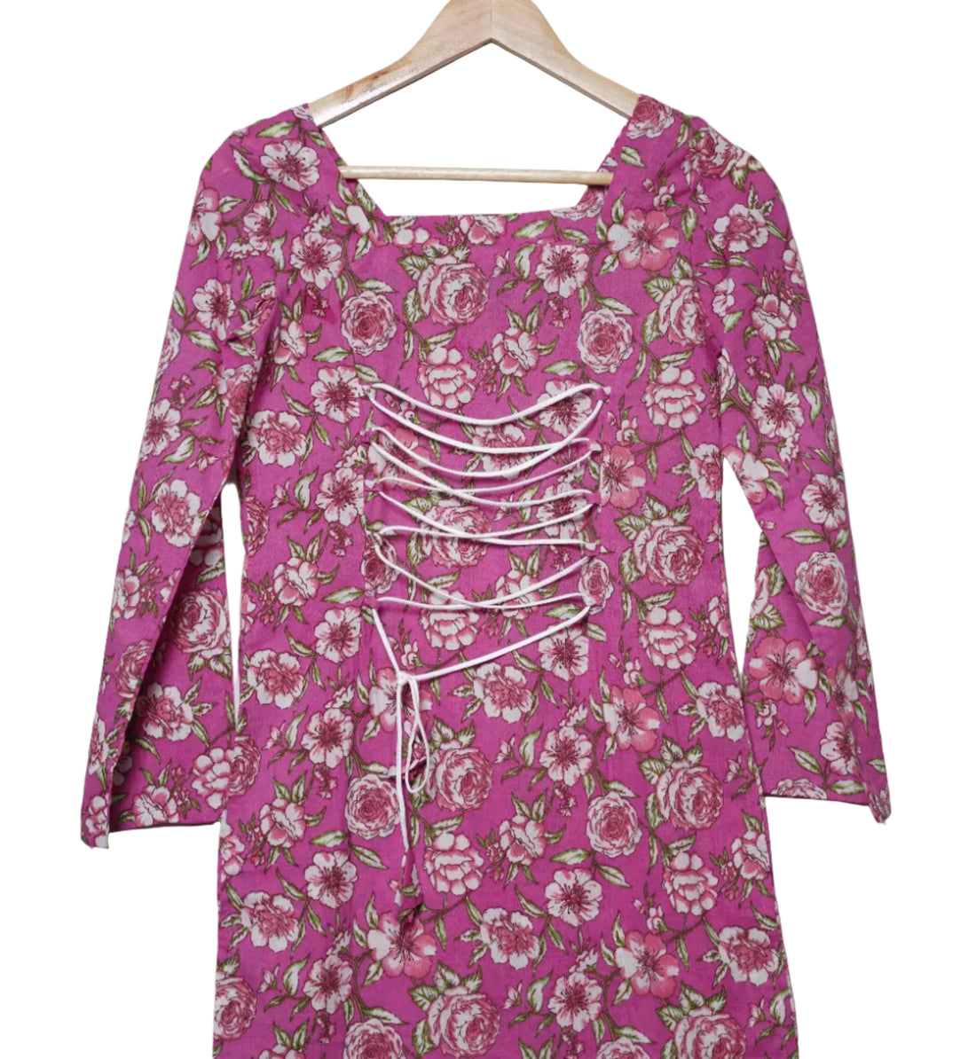 Gulabi Floral Jaipuri Short Kurti