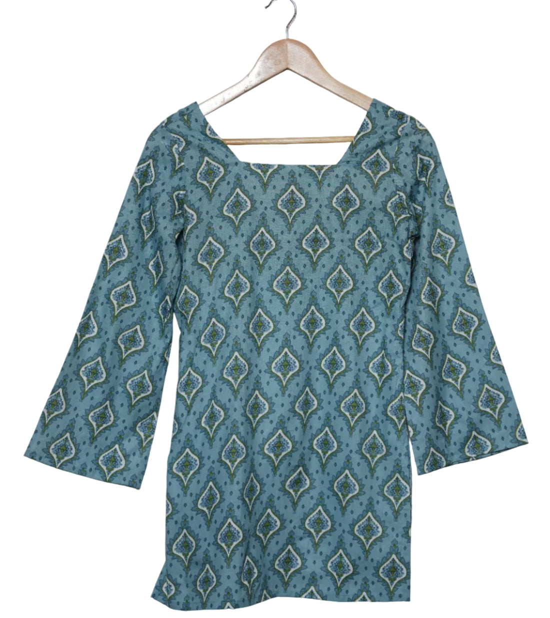 Saanjh Teal Jaipuri Short Kurti