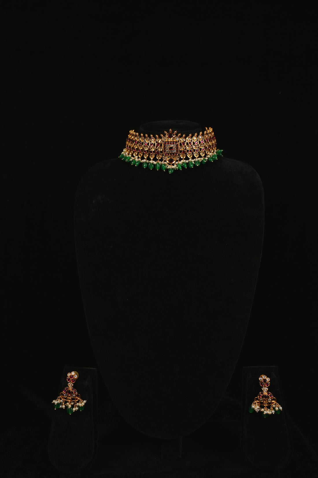Scarlet Ruby and Emerald Neckpiece