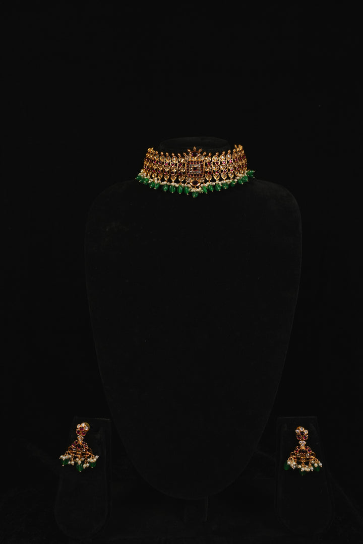Scarlet Ruby and Emerald Neckpiece