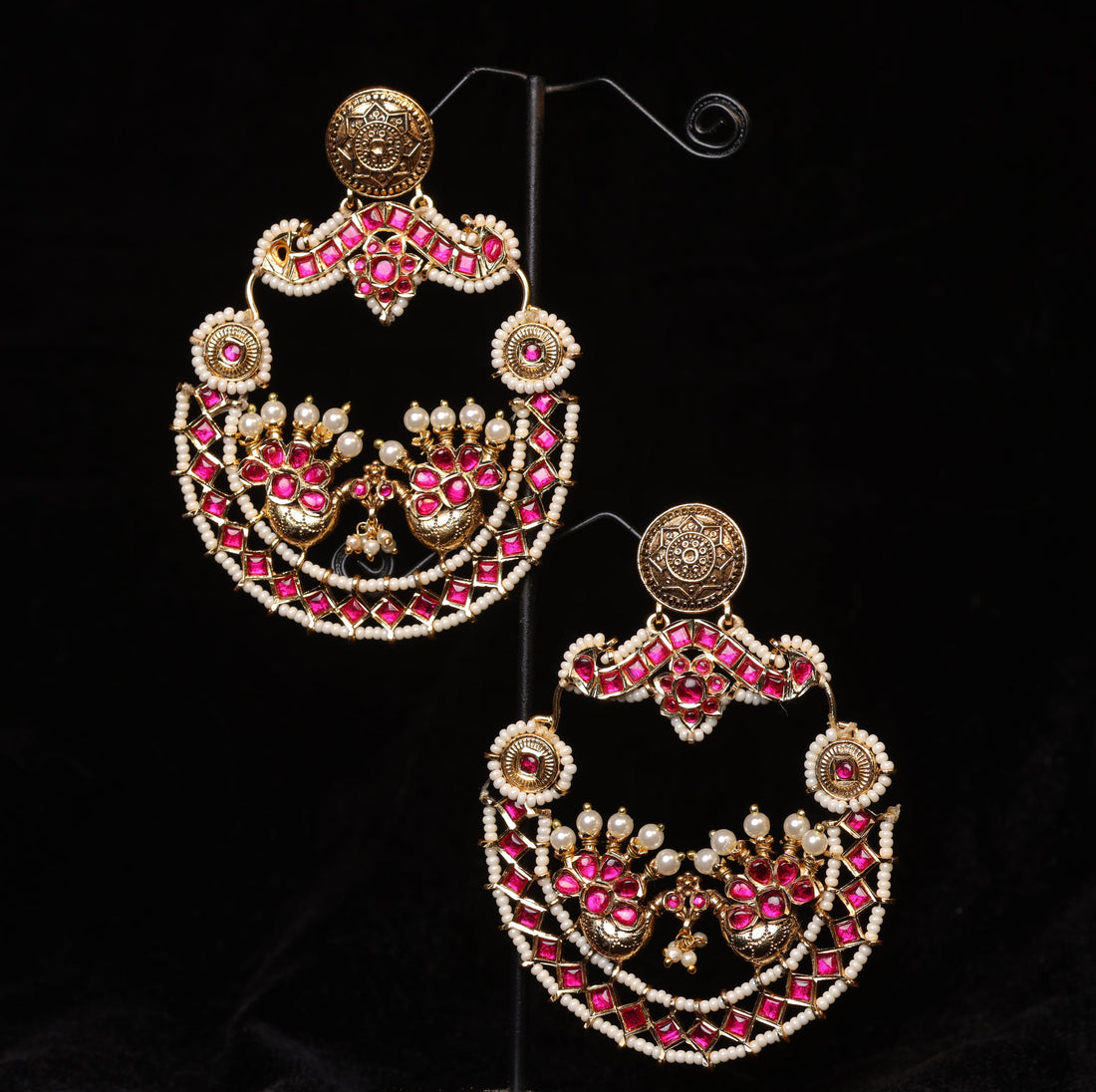 Maharani Mayuri Pink Pearl Chandbalis