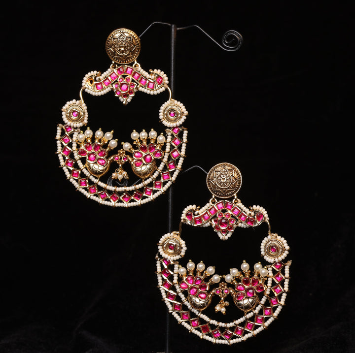 Maharani Mayuri Pink Pearl Chandbalis