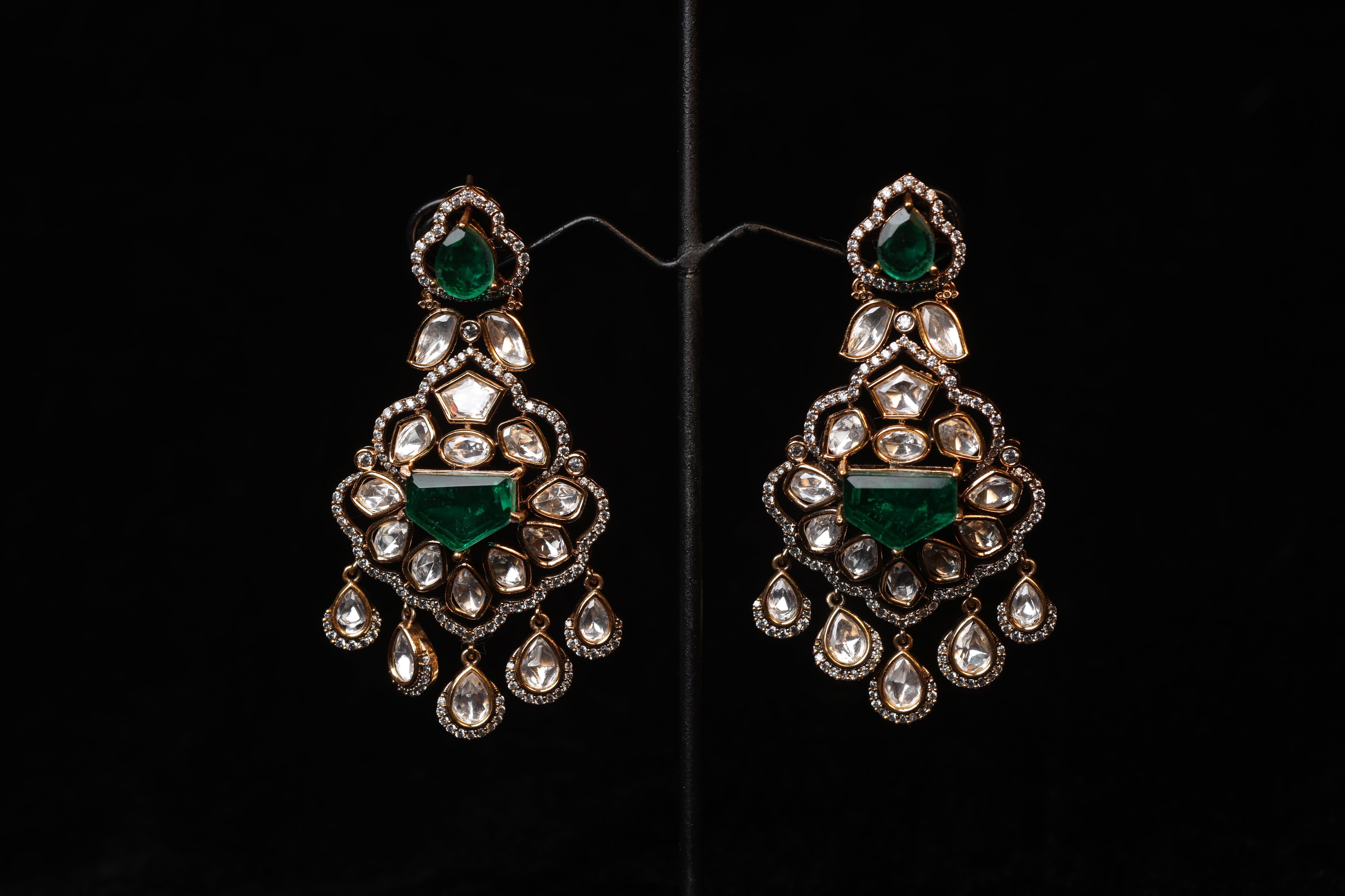 Emerald Royal Kundan Chandbali Earrings