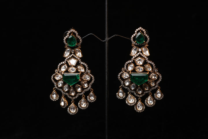 Emerald Royal Kundan Chandbali Earrings