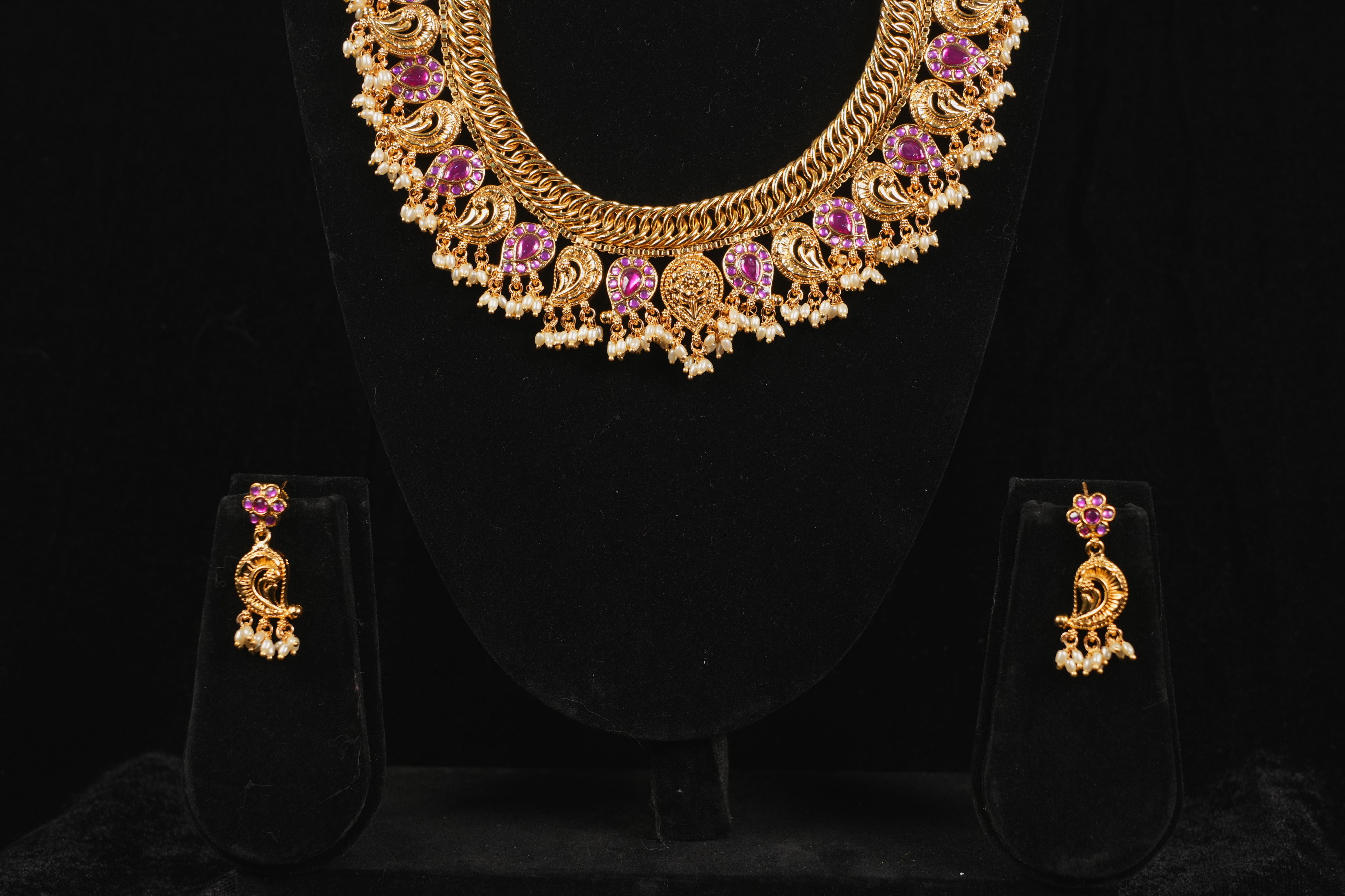 Ruby Mango Necklace with Earrings