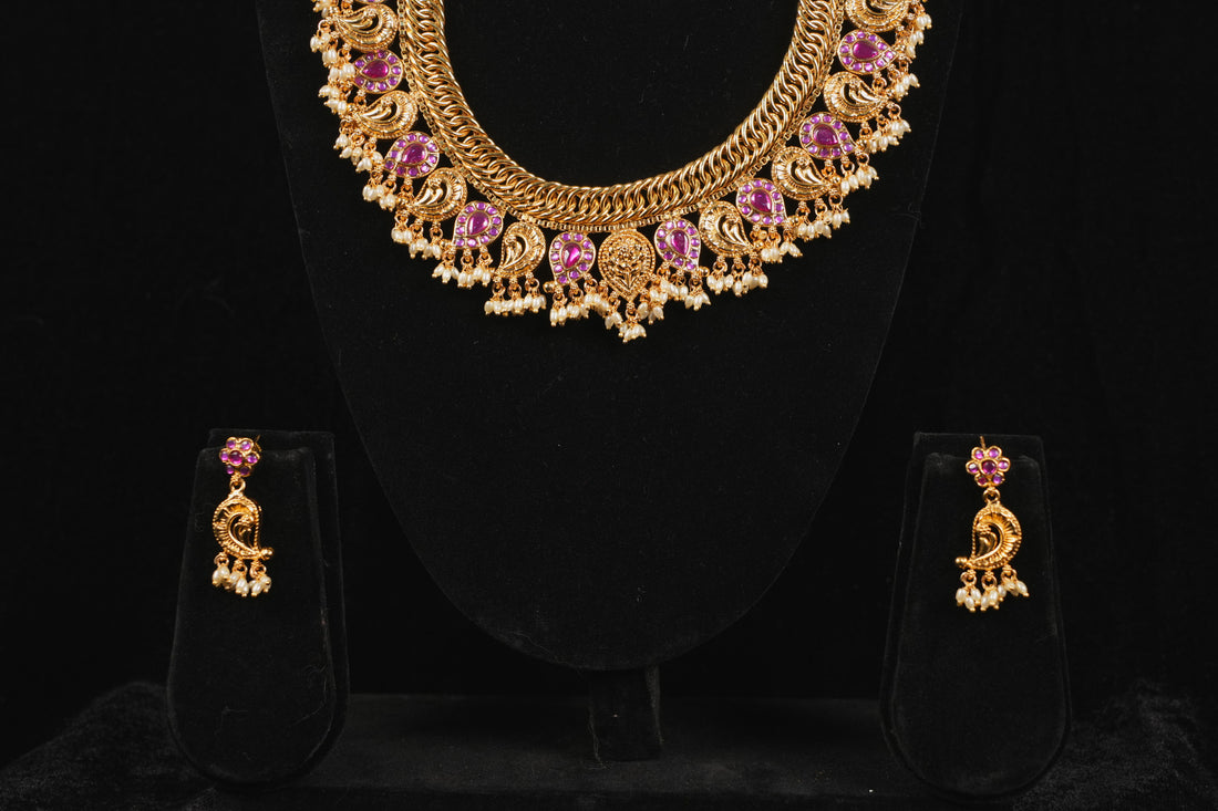 Ruby Mango Necklace with Earrings