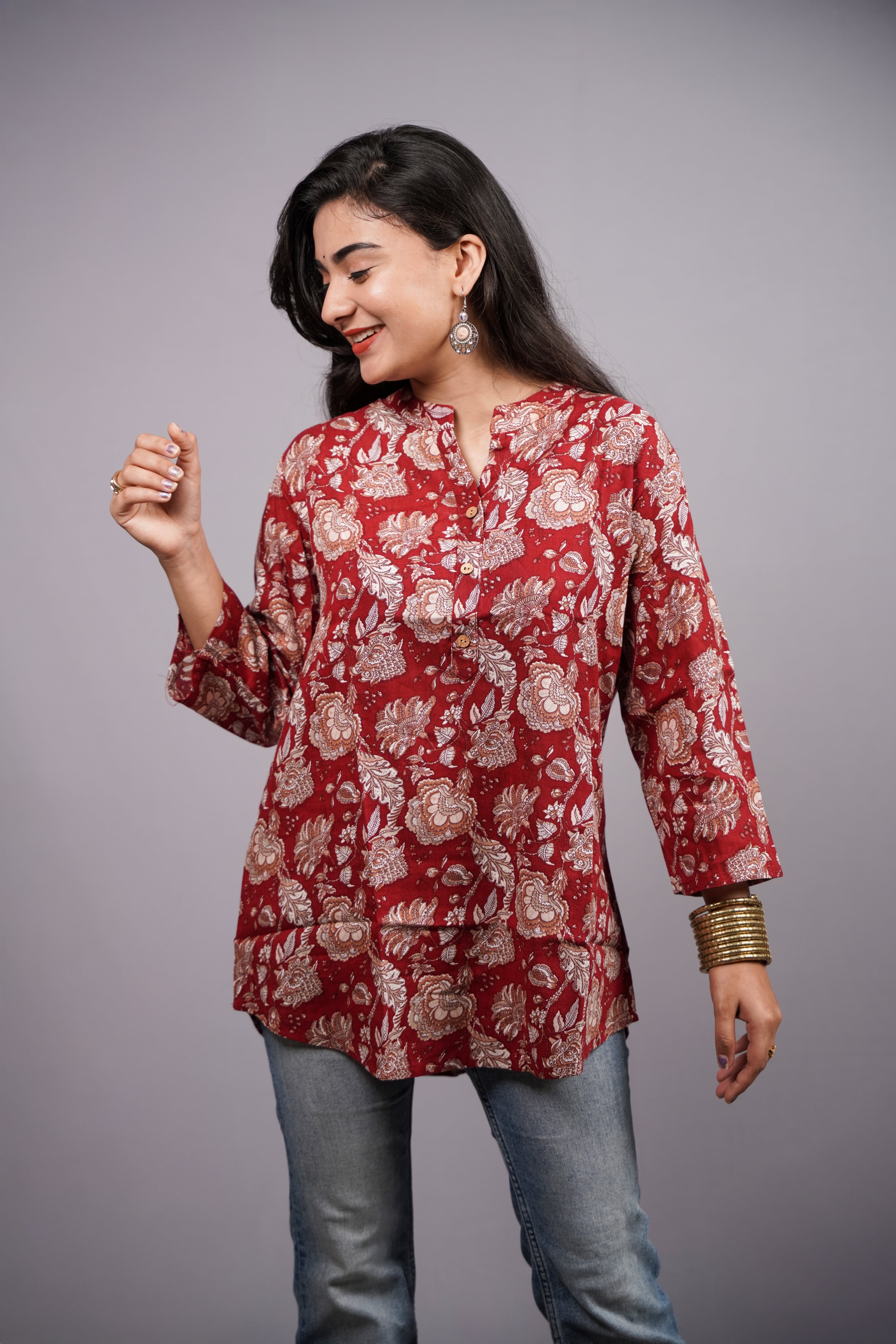 Gulnaar Crimson Short Kurti