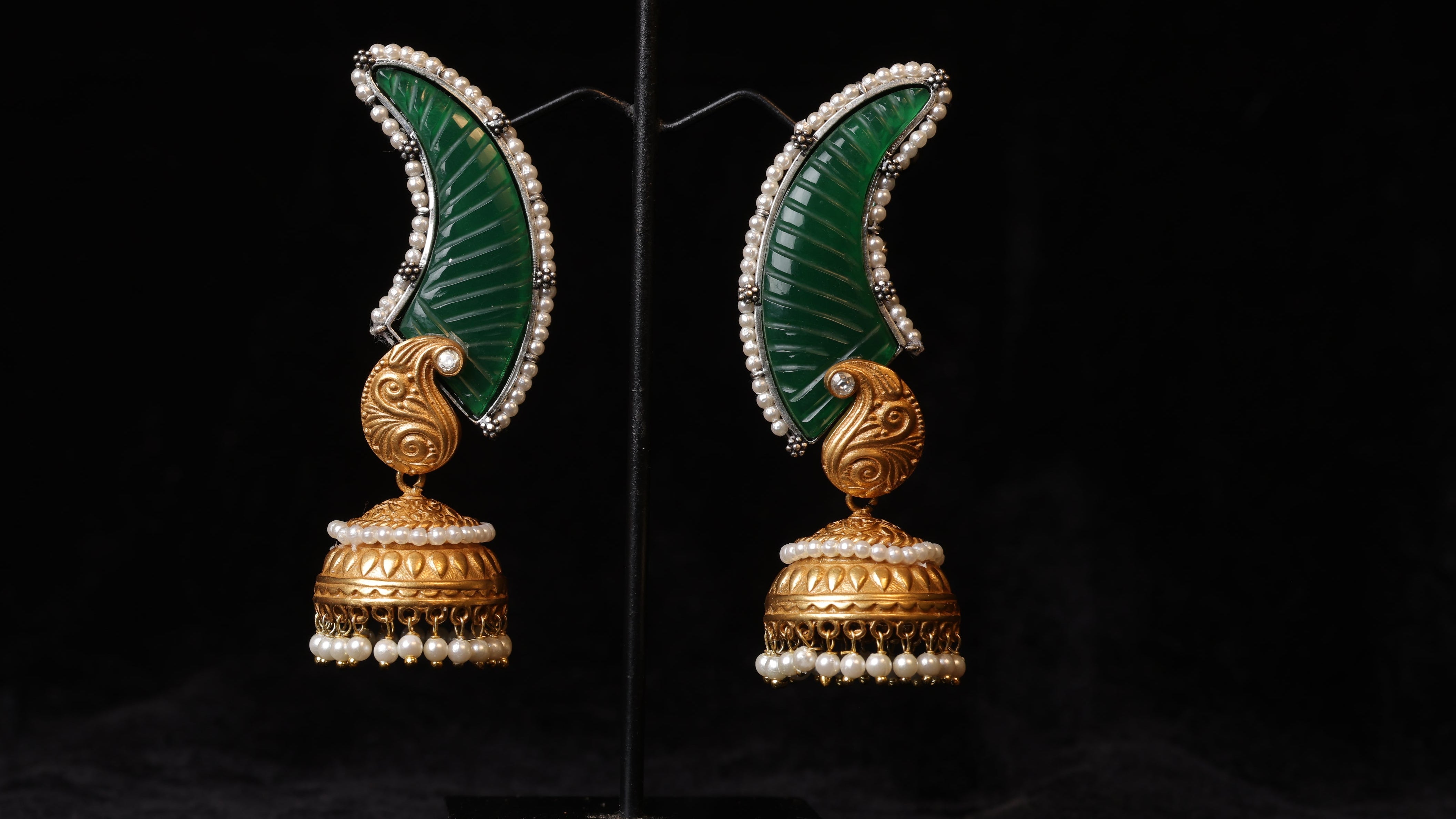 Sculpted Hamsa Pankh Earrings