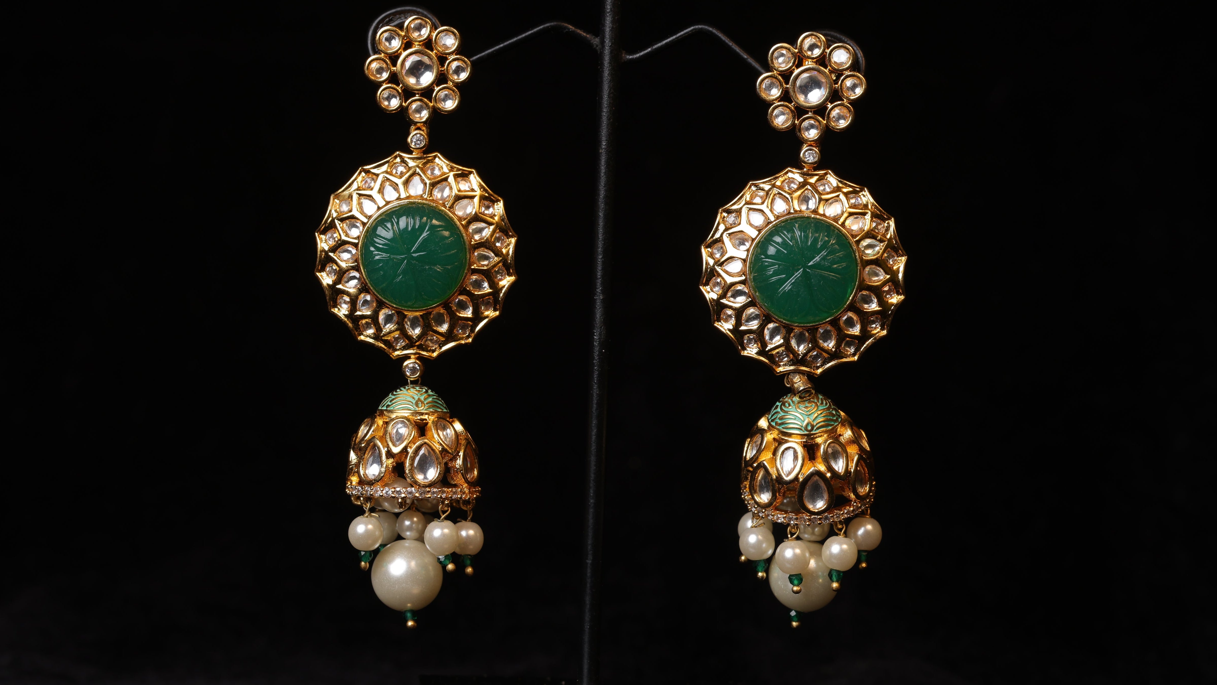 Floral Tiered Polki Earrings