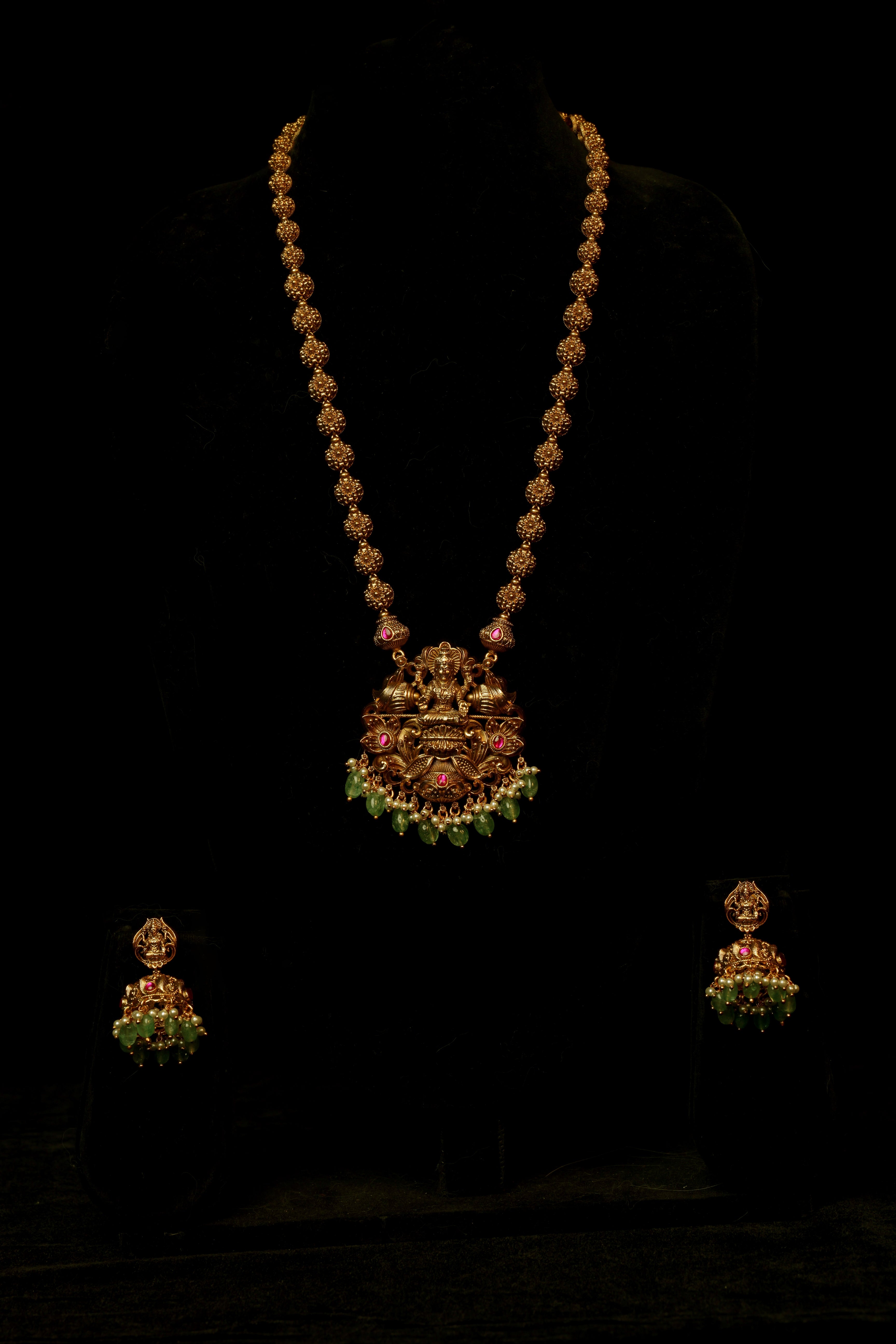 Emerald Grace Lakshmi Antique Haram