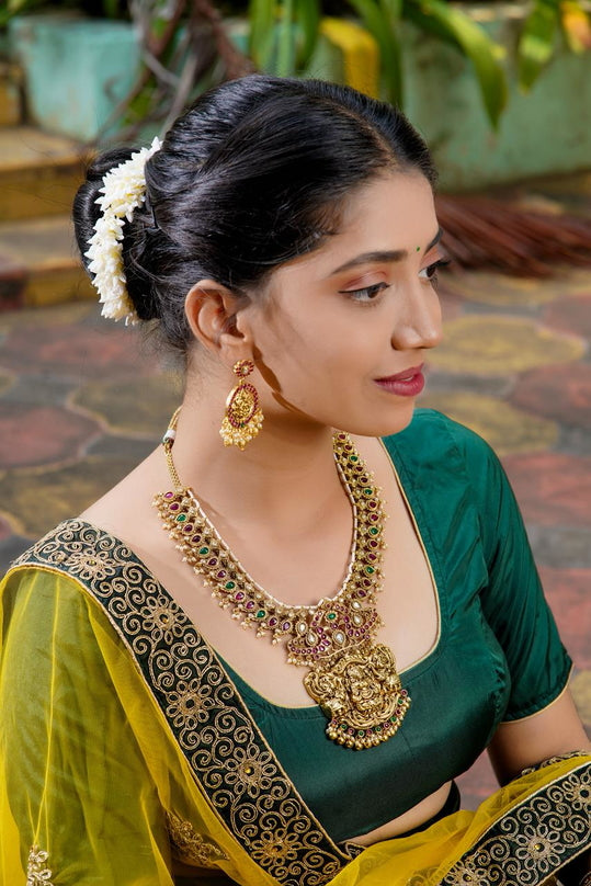 Goddess Lakshmi Ruby-Emerald Choke