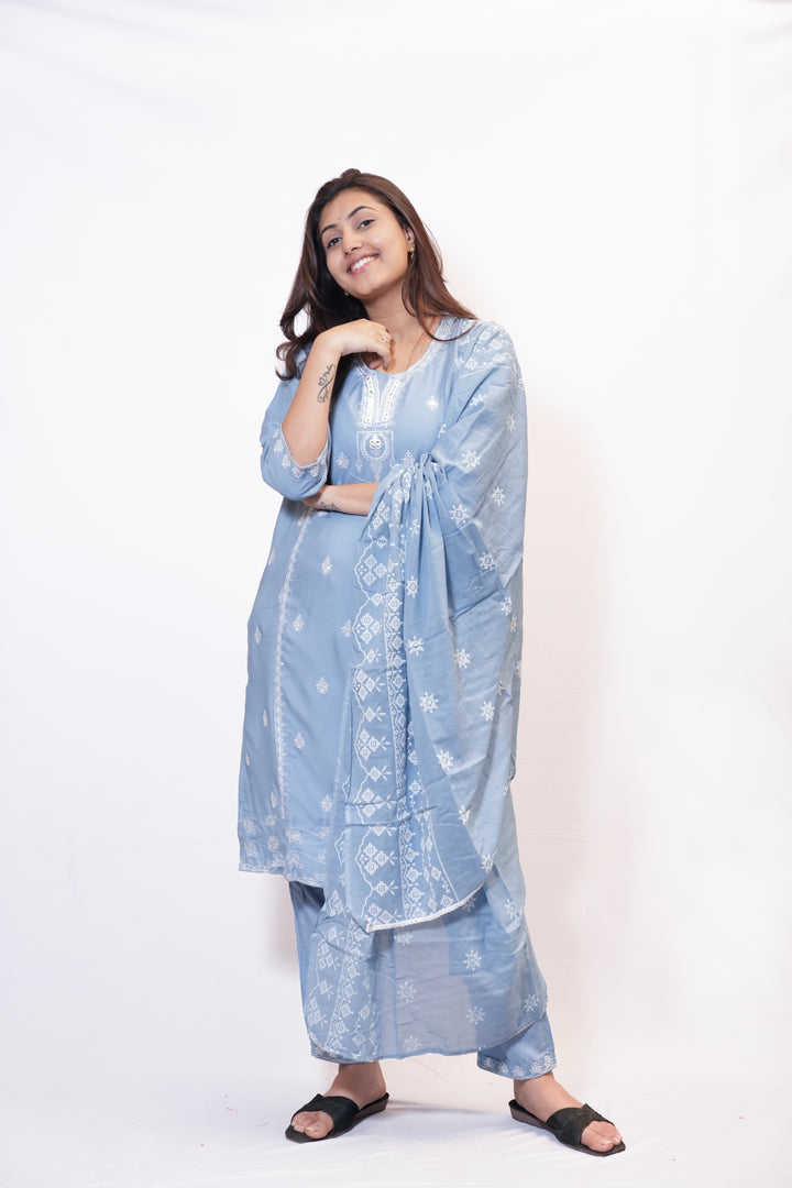 ISHNA Azure Whisper Kurti Set