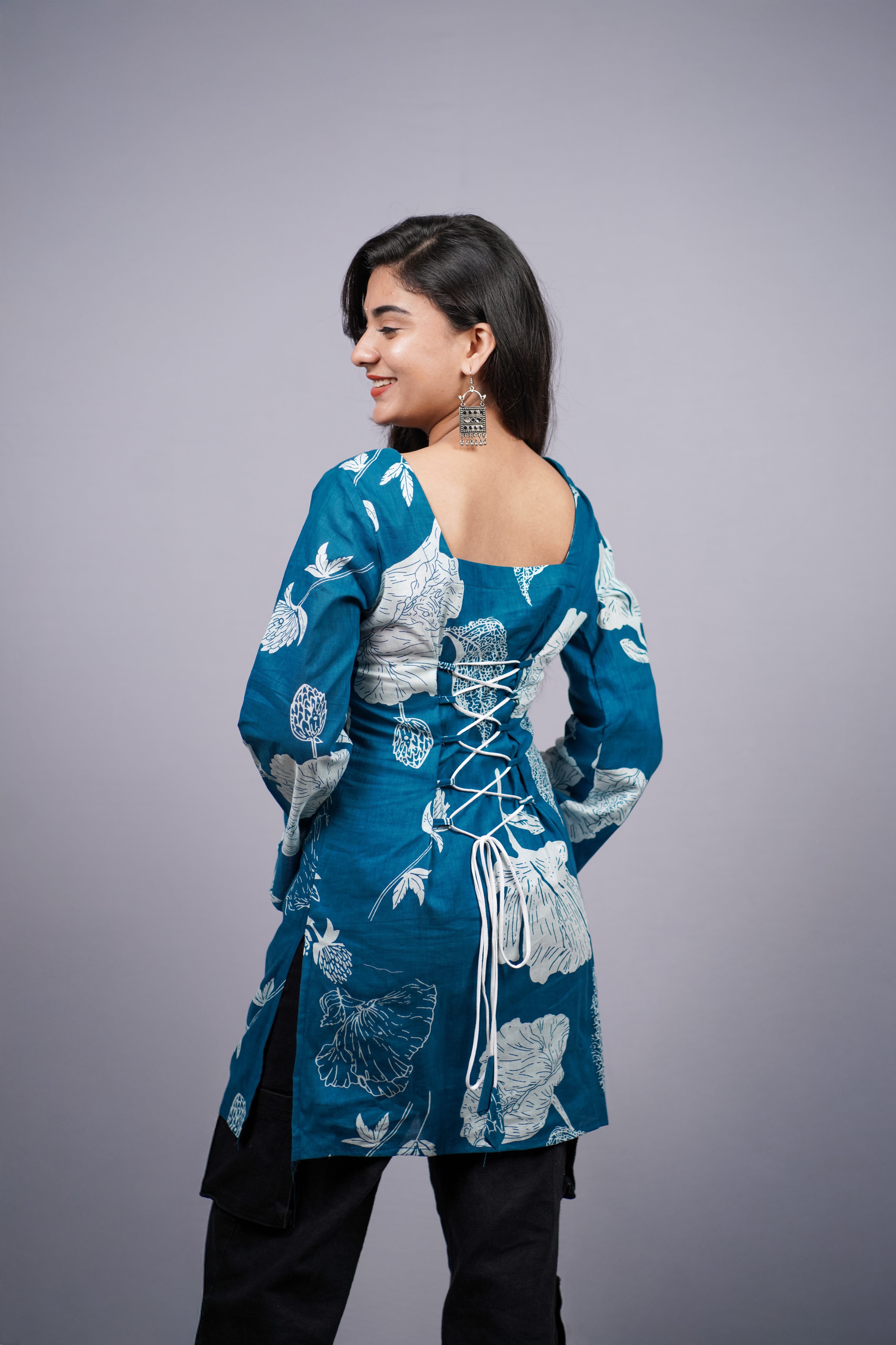 Neelima Indigo Bloom Short Kurti