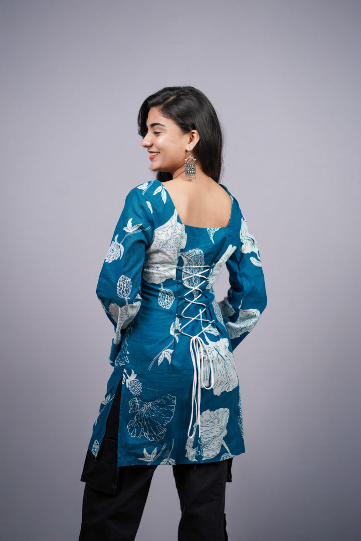 Neelima Indigo Bloom Short Kurti