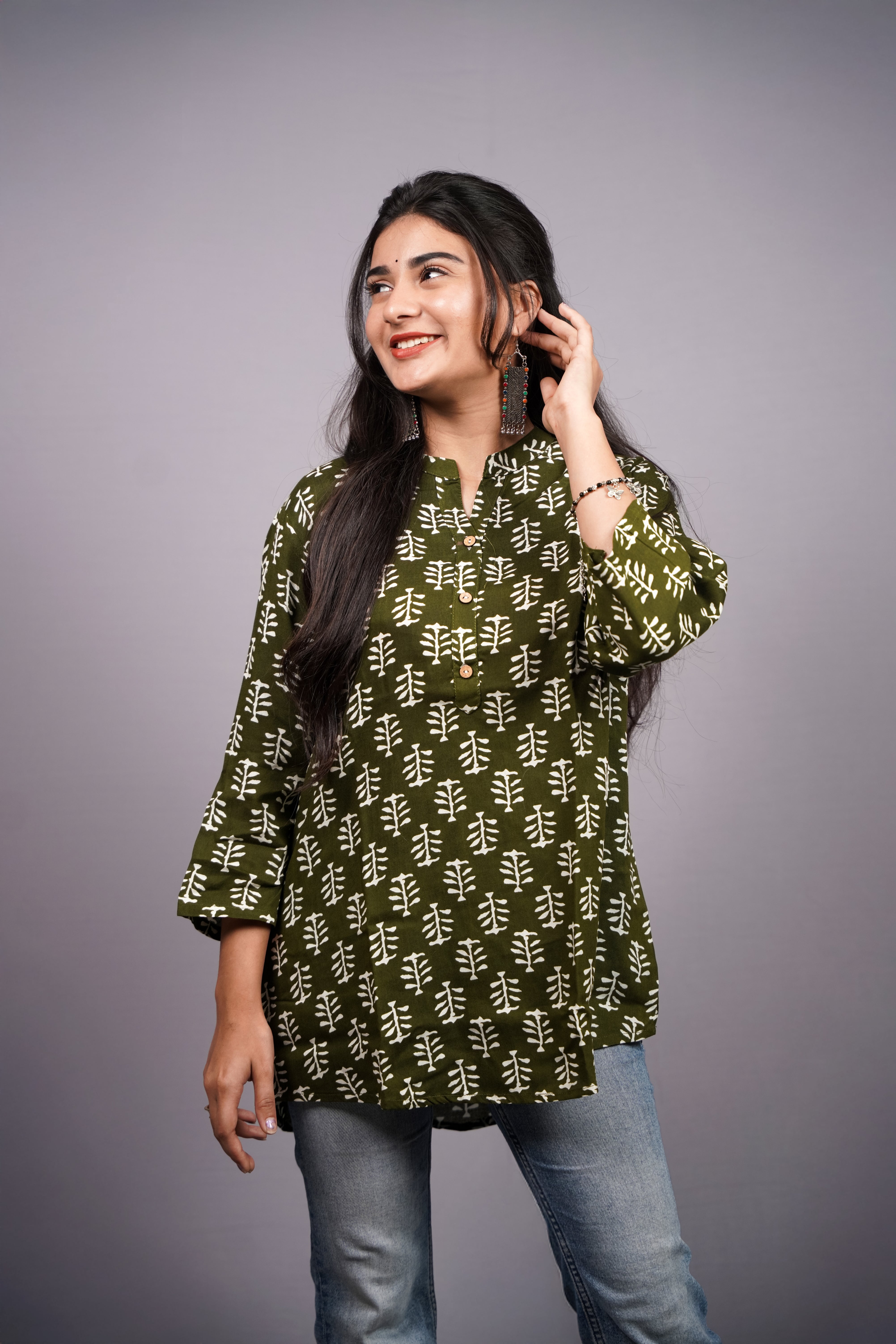 Aranya Olive Short Kurti