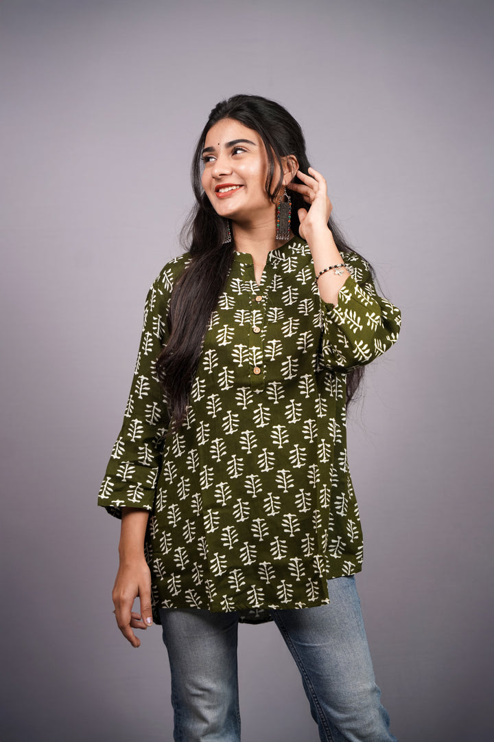 Aranya Olive Short Kurti