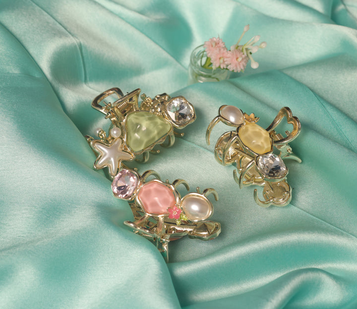 Pastel Gem & Pearl Mini Claw
