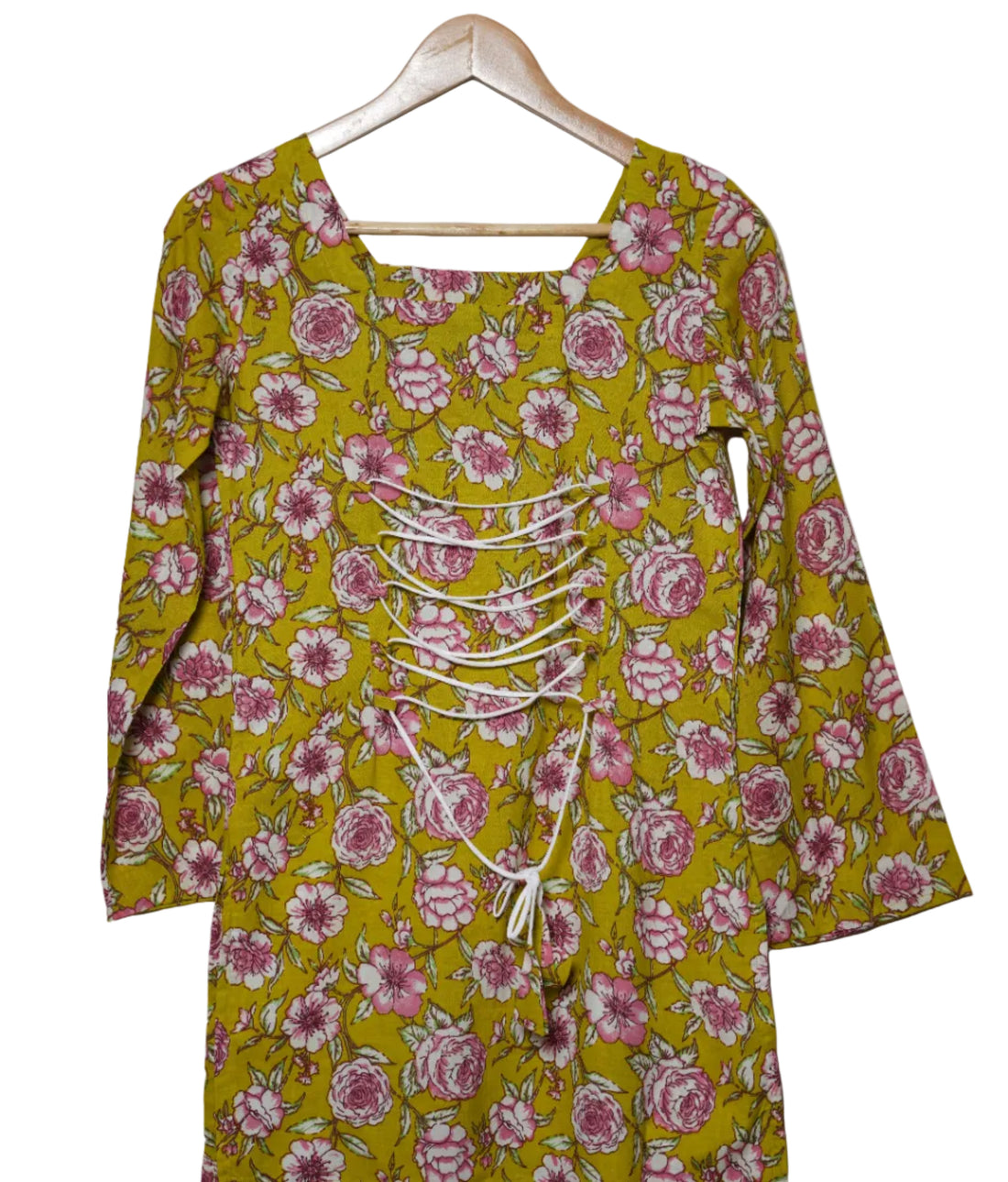 Haritika Mustard Rose Jaipuri Short Kurti
