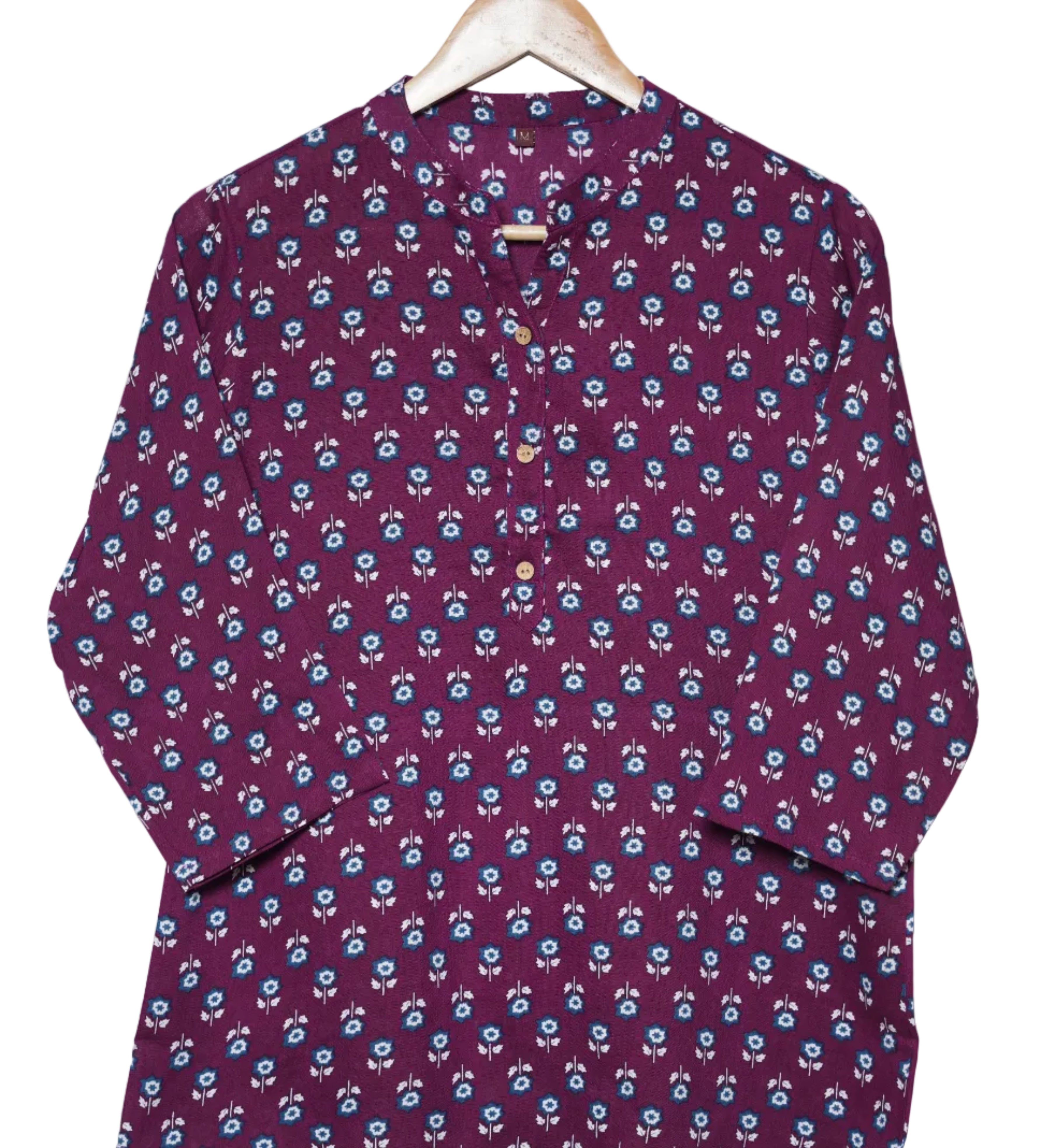 ISHNA Wine Blossom Print Short Kurti