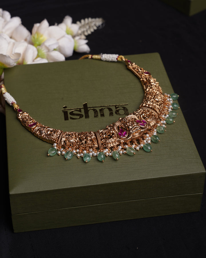 ISHNA Ratnangi Antique Temple Necklace