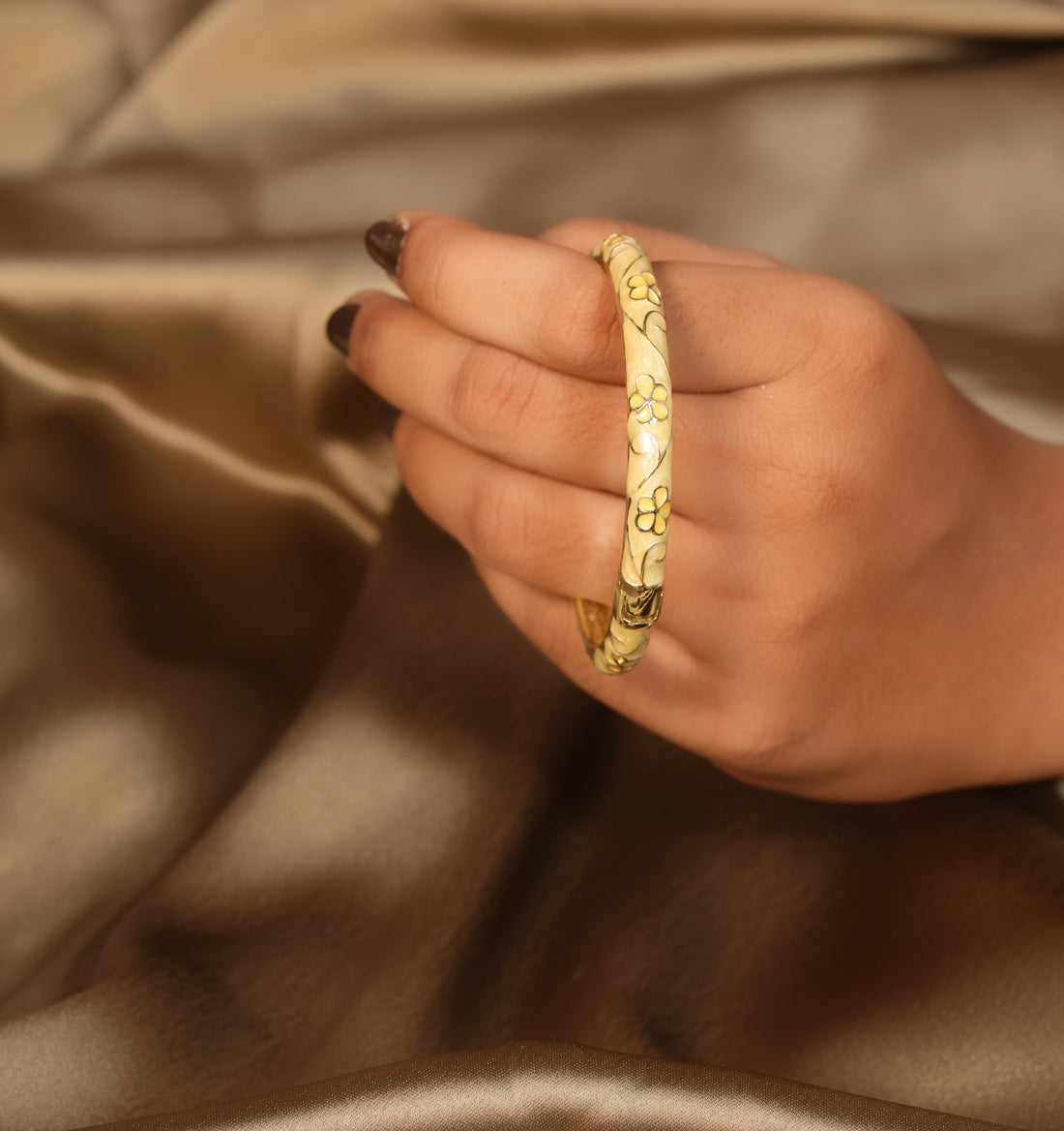 Floral Engraved Gold Bracelet