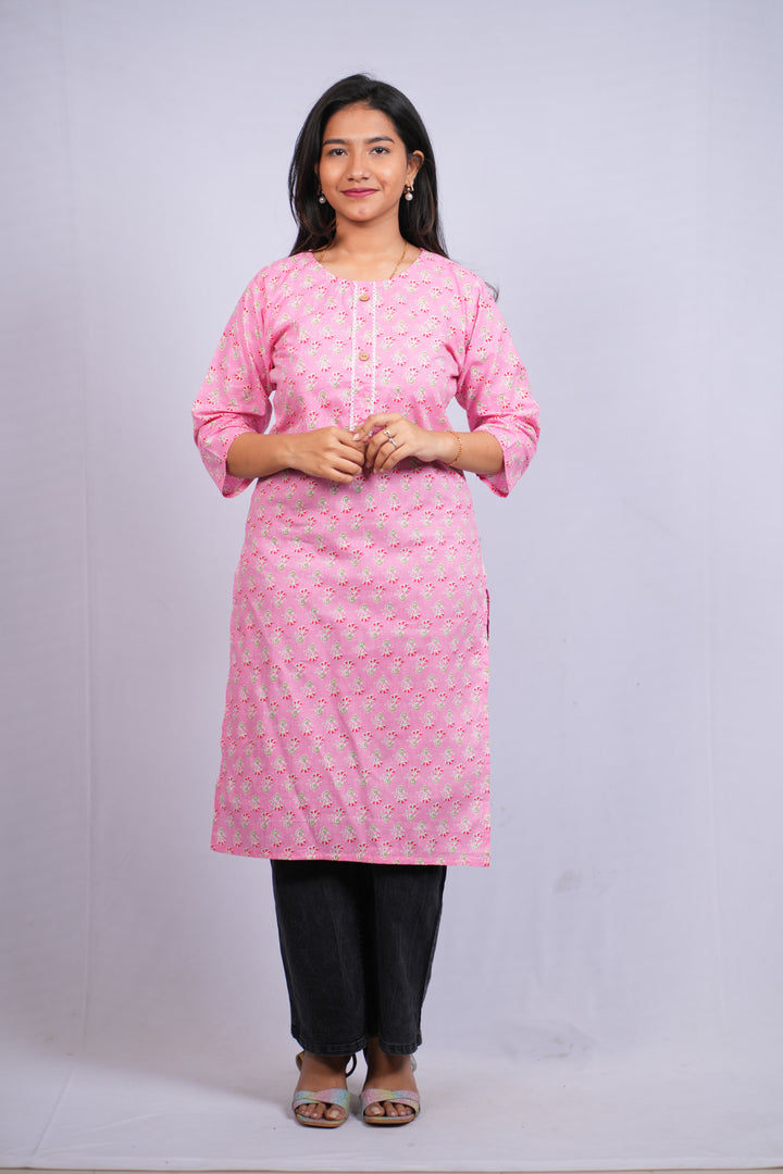 Blush Bloom Cotton Kurti