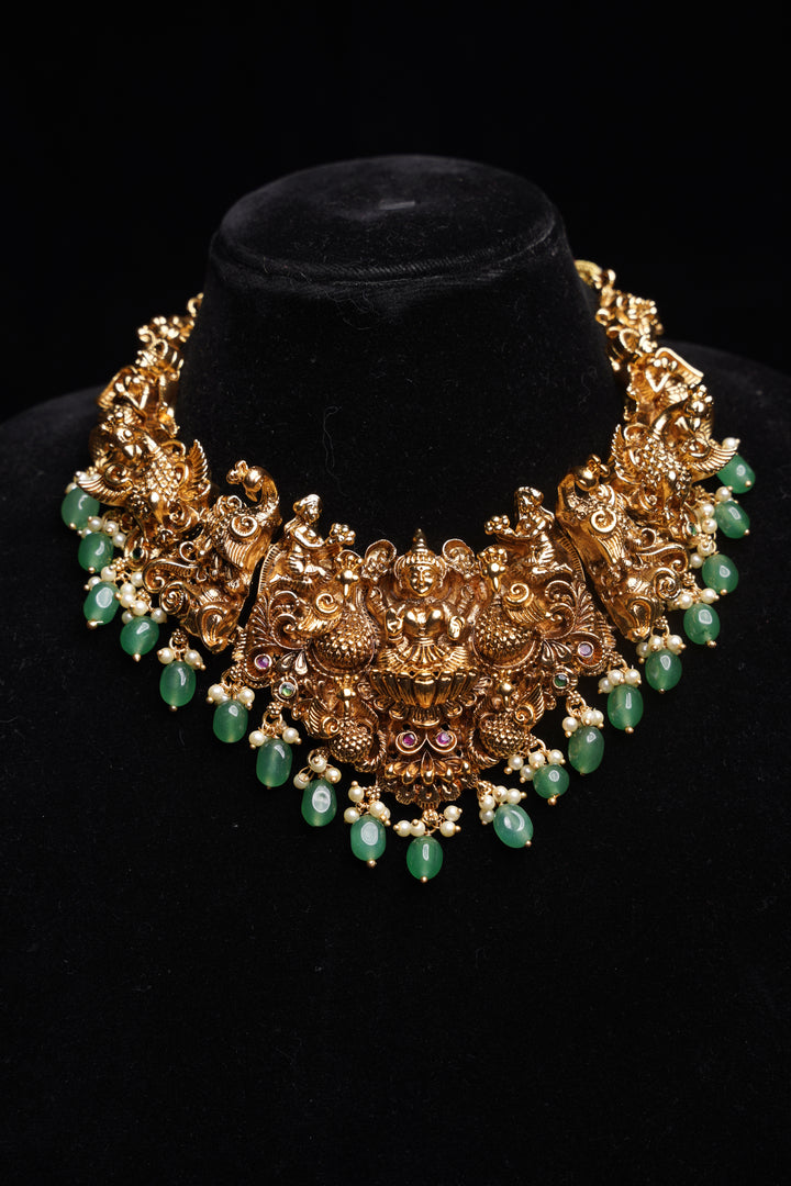 Sri Lakshmi Emerald Royal Temple Choker