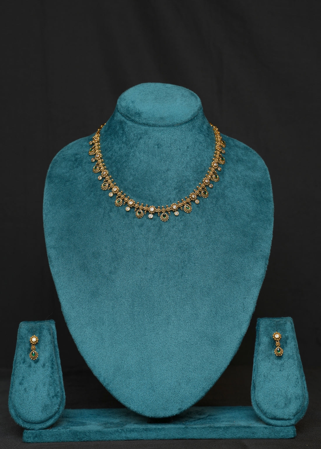 ISHNA Haripriya Emerald Temple Necklace Set