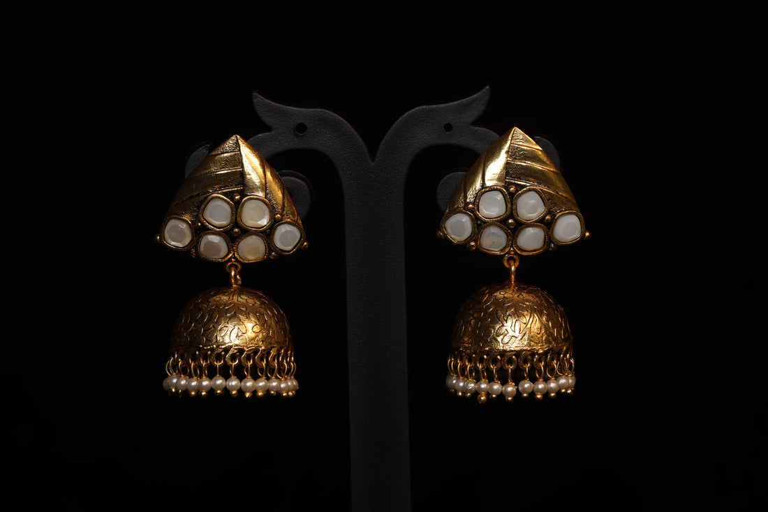 Classic Kundan Pearl Jhumka Earrings