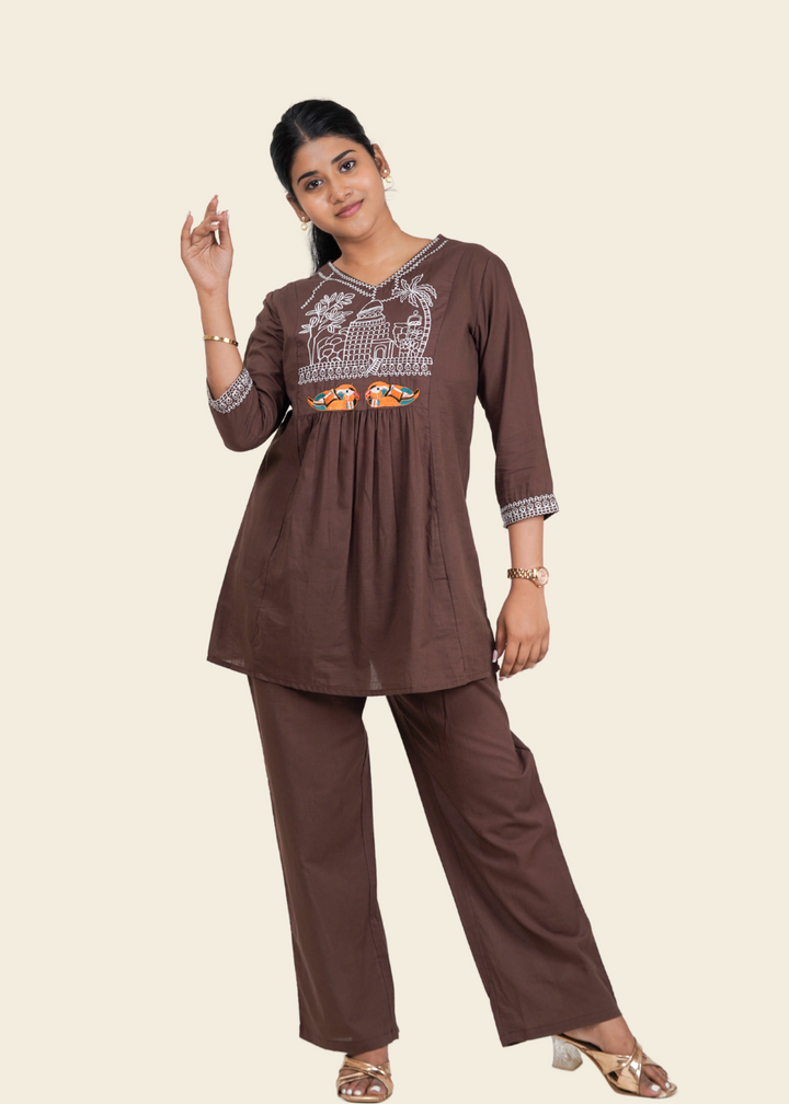 ISHNA Mocha Heritage co-ord set